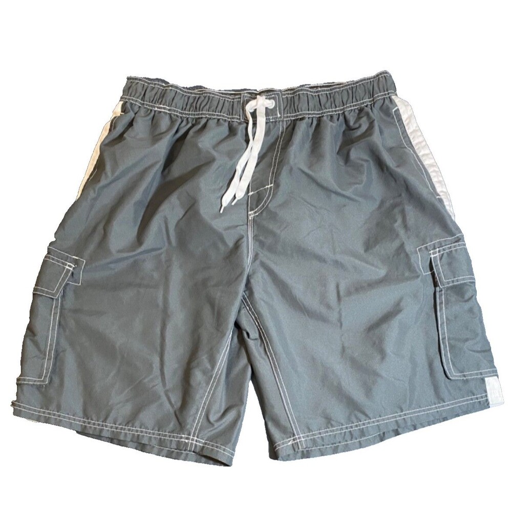 Kanu Surf Swim Trunks/Bathing Suit~Mens XXL/2X~Gray~Barracuda~Lined~Pockets